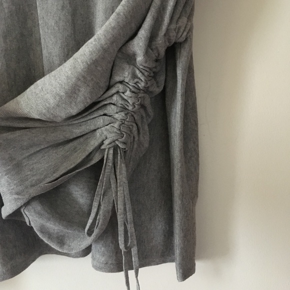 DRYKORN Ruched Tie Sleeve Grey Viscose Knit NONIE Top L - Picture 2 of 5